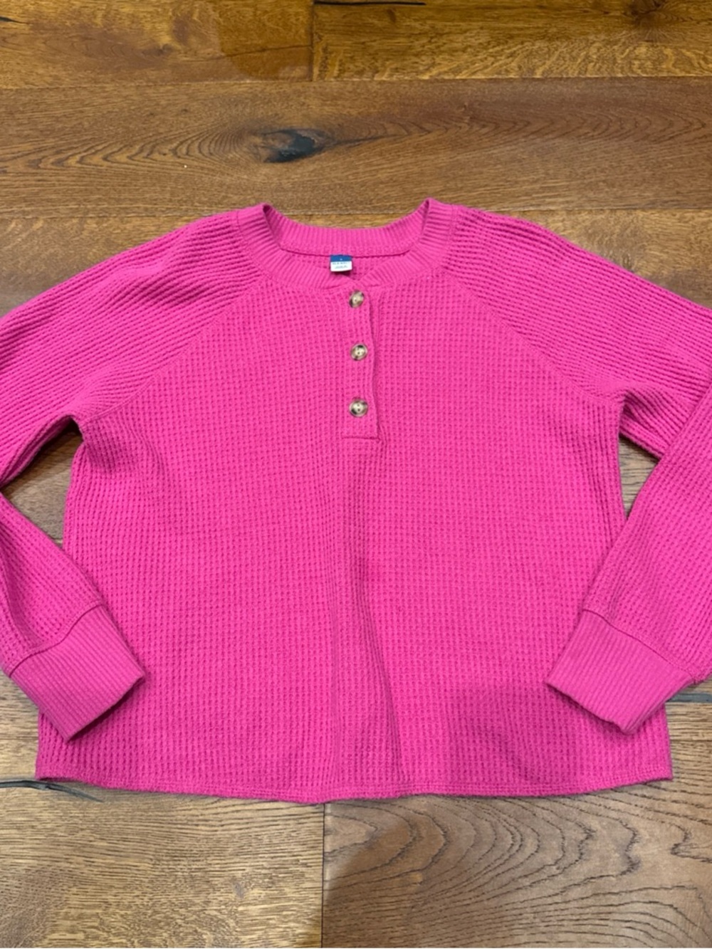 Old Navy Hot Pink‎ Waffle Knit Henley